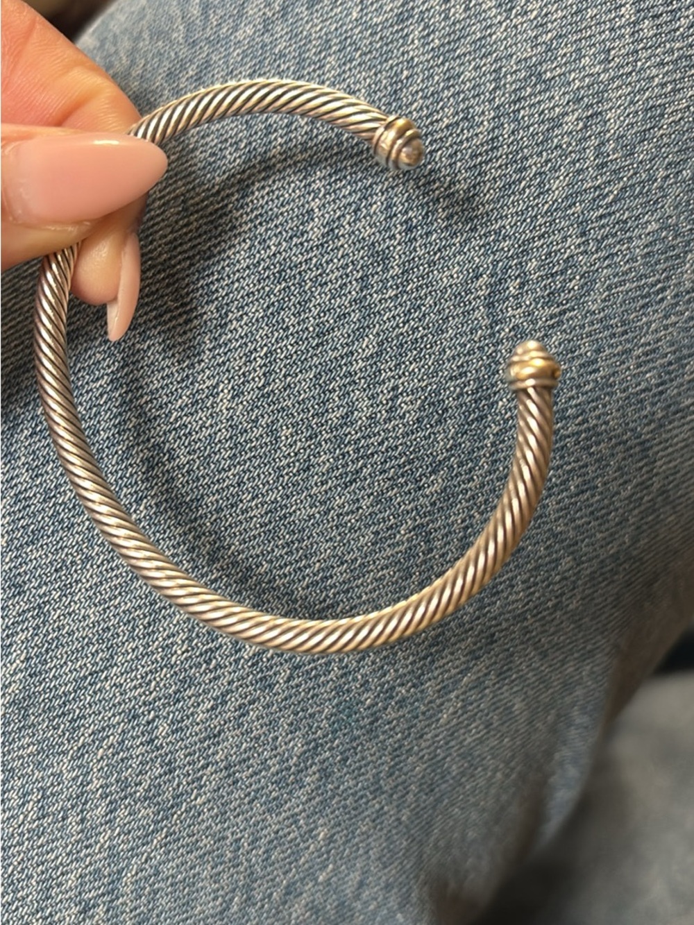 David Yurman Two-Tone Sterling Cable Open Cuff Bracelet